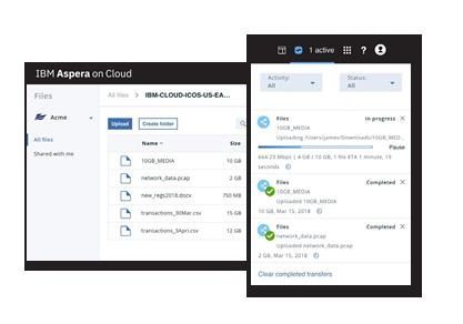 IBM Aspera on Cloud 所有的数据传输都无需等待