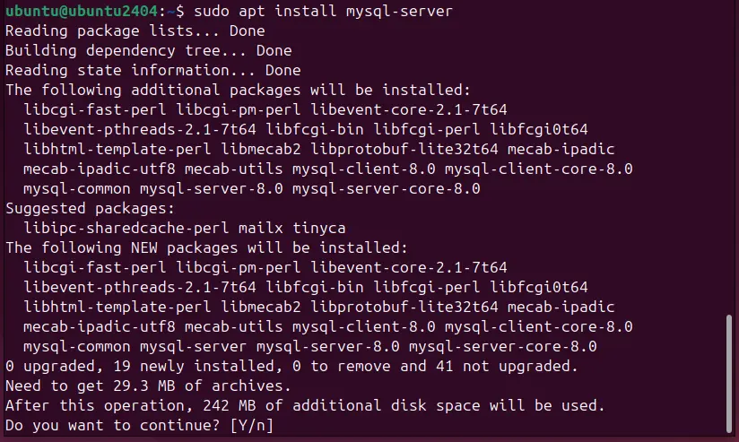 安装 MySQL 服务器 ubuntu 24.04