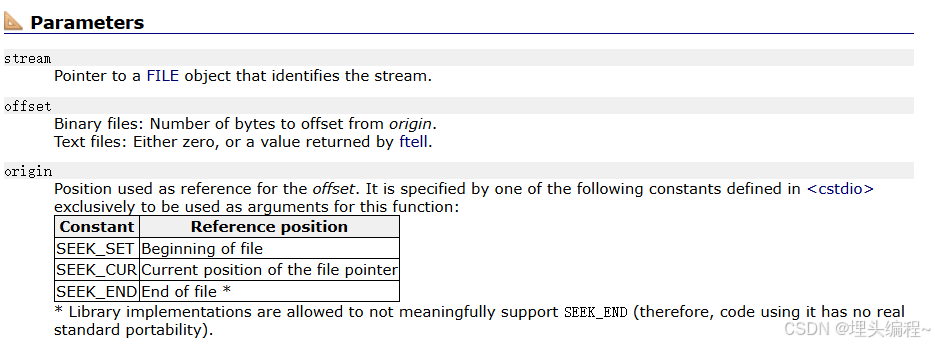 fseek函数的形参